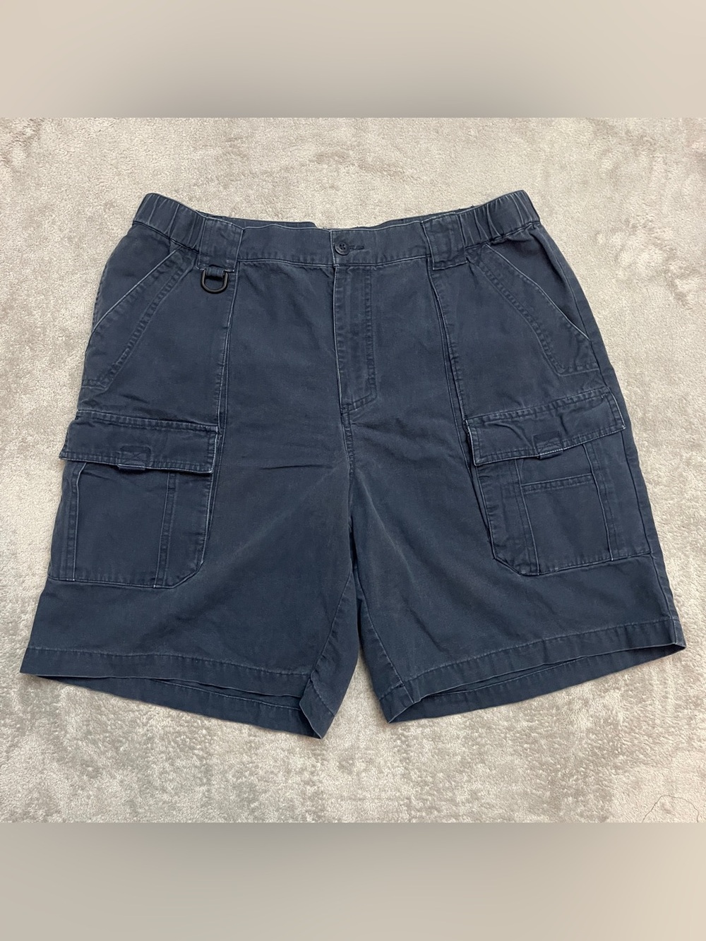 VTG Columbia PFG Fishing Shorts Men L 8" Navy Blue Canvas Cargo Utility